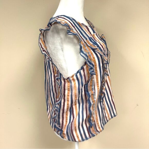 Anthropologie Maeve Elisabetta ruffled striped top Sz 4 - Picture 7 of 8
